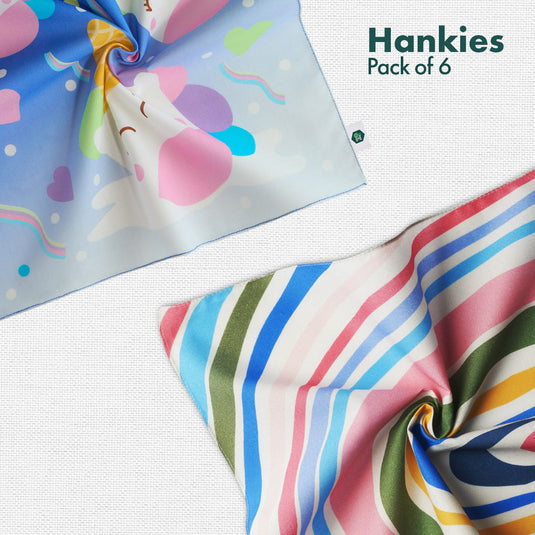 Crafty Games! Unisex Kid's Hankies, 100% Organic Cotton, Pack of 6