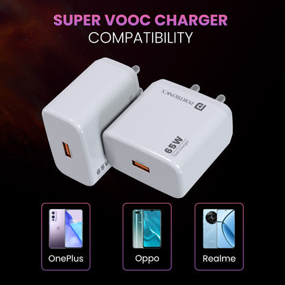 Portronics Adapto 65A 65w fast wall charger | best phone charger| Super vooc mobile charger for oppo realme and oneplus mobile phones