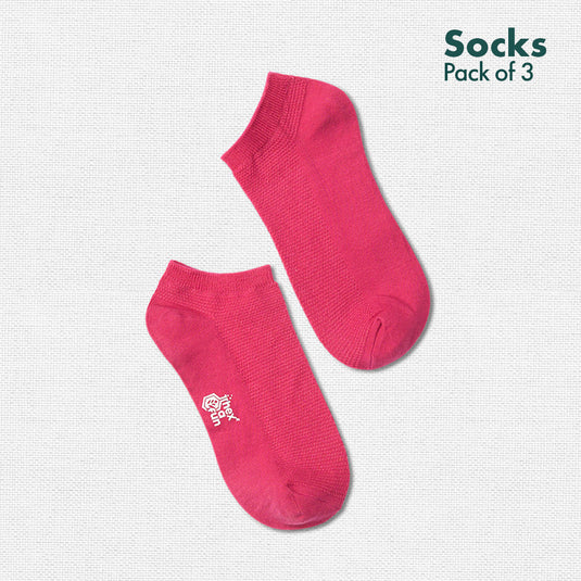 Berry Mix! Unisex Socks, 100% Organic Cotton, Ankle Length, Pack of 3