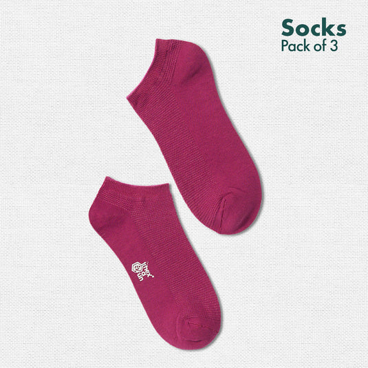 Blackcurrant Bliss! Unisex Socks, 100% Organic Cotton, Ankle Length, Pack of 3