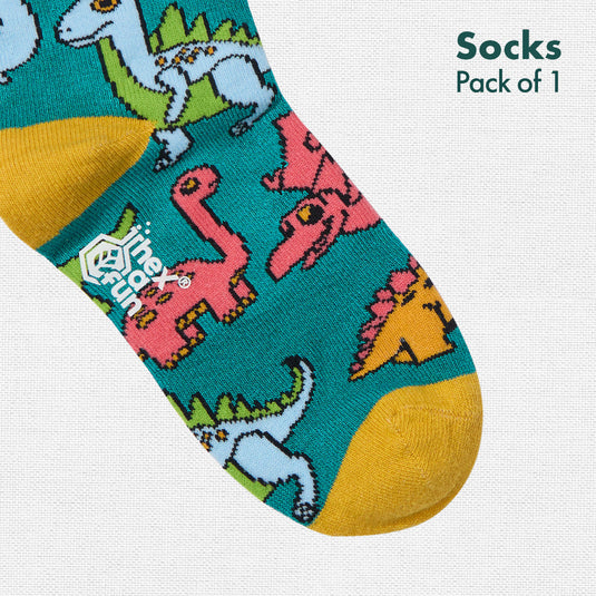 Dino-mite! Unisex Kid's Socks, 100% Bamboo, Crew Length, Pack of 1