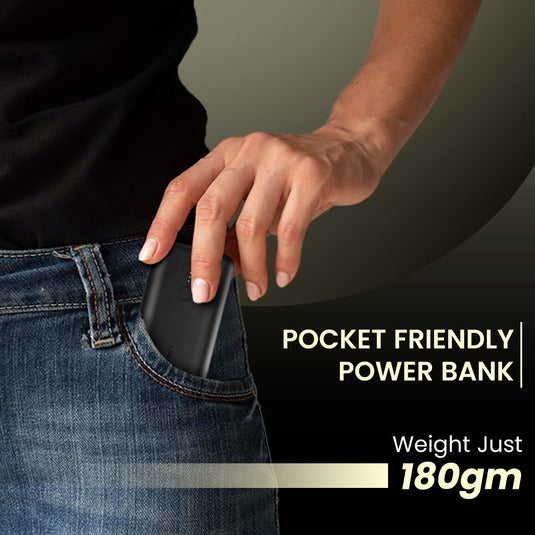 Black Portronics PowerPod 10K  Power Bank| pocket Power Bank | 10000mah power bank