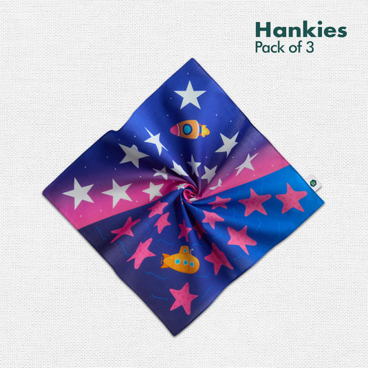 Nature Wonders! Unisex Kid's Hankies, 100% Organic Cotton, Pack of 3