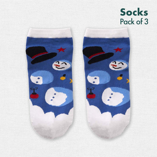 X'mas-Trio! Unisex Socks, 100% Organic Cotton, Ankle Length, Pack of 3