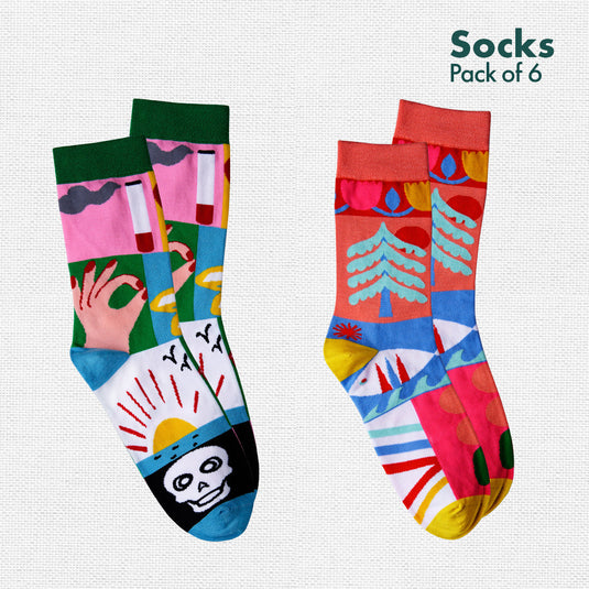 Strike A Pose! Unisex Socks, 100% Bamboo, Crew Length, Pack of 6