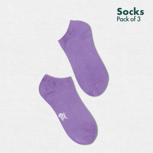 Blackcurrant Bliss! Unisex Socks, 100% Organic Cotton, Ankle Length, Pack of 3