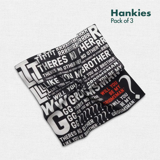 Bachelor Party! Unisex Hankies, 100% Organic Cotton, Pack of 3