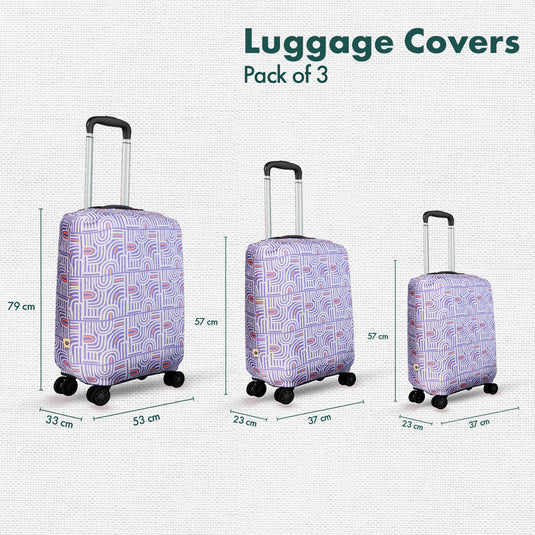 Travel Tango! Luggage Covers With Detachable Pouch, 100% Organic Cotton Lycra, Small+Medium+Large Sizes, Pack of 3