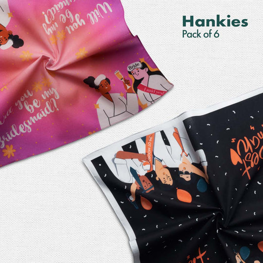 Wedding Bells! Unisex Hankies, 100% Organic Cotton, Pack of 6