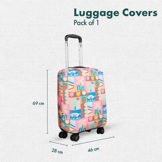 Art Of Abstract! Luggage Cover, 100% Organic Cotton Lycra, Medium Size, Pack of 1