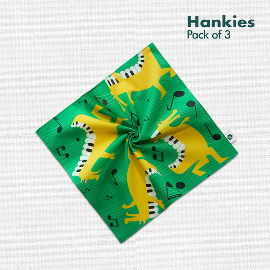 Jungle Safari! Unisex Kid's Hankies, 100% Organic Cotton, Pack of 3