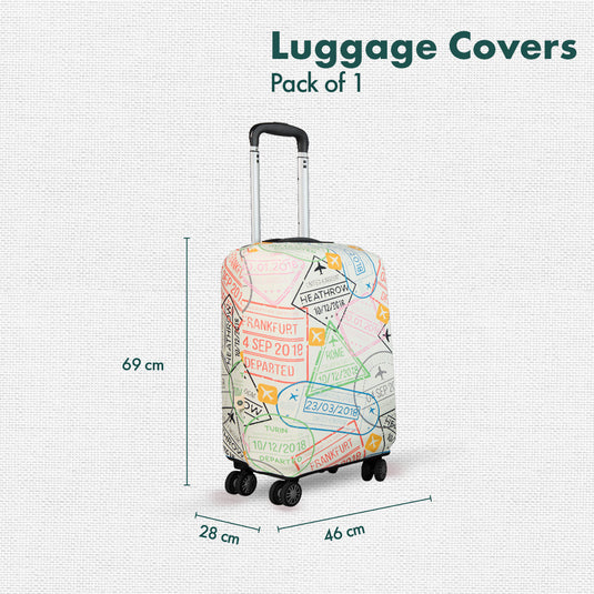 Stamp-ed! Luggage Cover, 100% Organic Cotton Lycra, Medium Size, Pack of 1