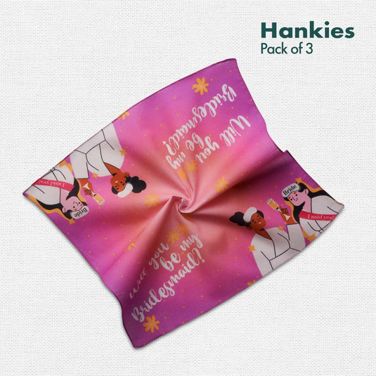 Bachelorette Party! Unisex Hankies, 100% Organic Cotton, Pack of 3