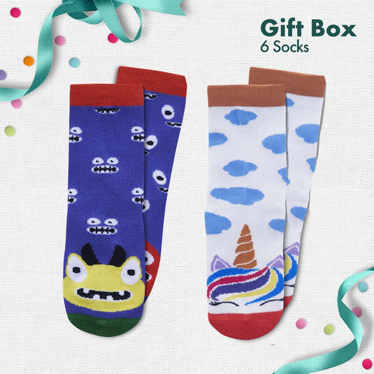 Lil'toe Ticklers! Unisex Kid's Socks, 100% Bamboo, Gift Box of 6