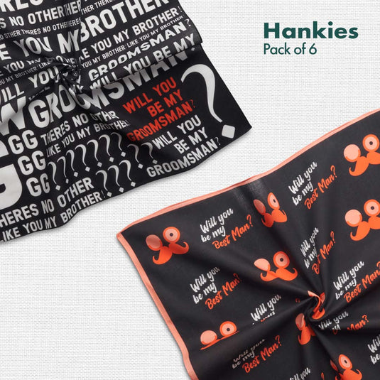 Wedding Bells! Unisex Hankies, 100% Organic Cotton, Pack of 6