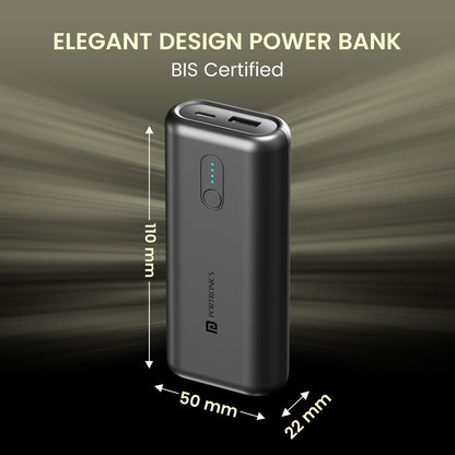 Black Portronics PowerPod 10K  Power Bank| pocket Power Bank