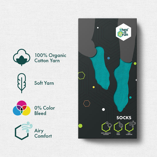 Sky-light! Unisex Socks, 100% Organic Cotton, Ankle Length, Pack of 3