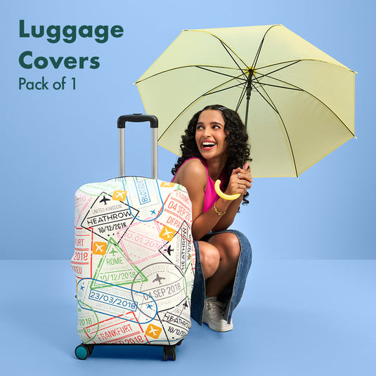 Stamp-ed! Luggage Cover, 100% Organic Cotton Lycra, Large Size, Pack of 1