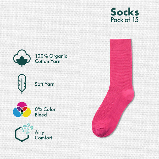 My Socks Drawer! Series 2! Unisex Socks, 100% Organic Cotton, Crew Length, Pack of 15 + Free Tin Box