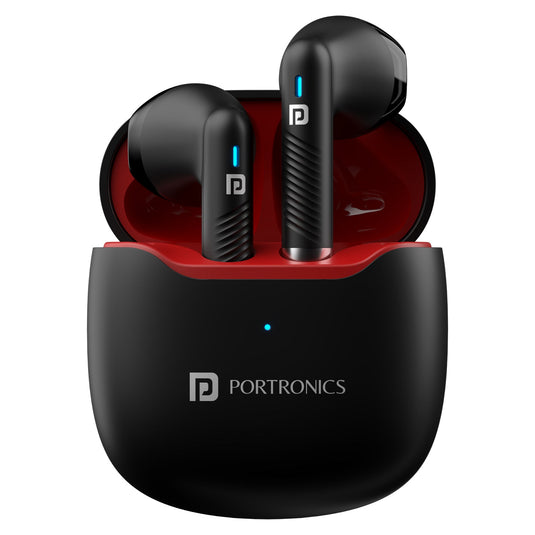 Portronics Harmonics Twins s12 Smart wireless TWS earbuds| Bluetooth earbuds with mic| best earbuds| latest earbuds under 1500 India | Red