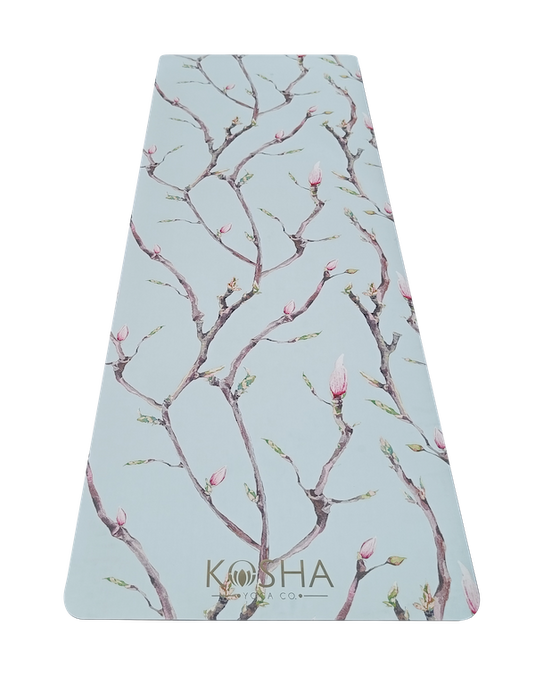 Green yoga mat With flowers Print Which Is Sweat Absorbent Non Slip Yoga Mat By Kosha Yoga Co