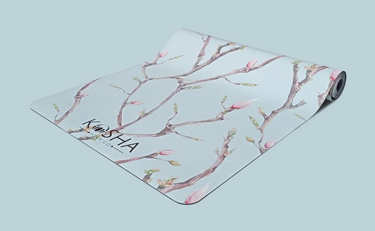 Green yoga mat With flowers Print Which Is Sweat Absorbent Non Slip Yoga Mat By Kosha Yoga Co