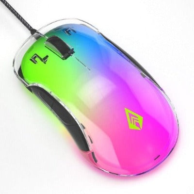 Archer Tech Lab Recurve 400 Transparent Wired Gaming Mouse,12000 Dpi with 1000Hz Polling Rate&8 Buttons,6 Mode Breathing RGB,Sunplus Sensor,Huyu Switches,Compatible with Pc/Mac - Transparent