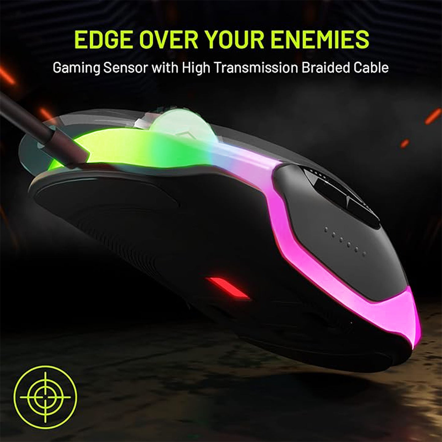 Archer Tech Lab Recurve 400 Transparent Wired Gaming Mouse,12000 Dpi with 1000Hz Polling Rate&8 Buttons,6 Mode Breathing RGB,Sunplus Sensor,Huyu Switches,Compatible with Pc/Mac - Transparent