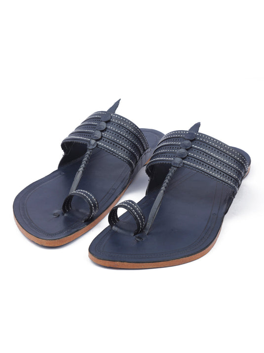 Men  blue Kolhapuri Chappal