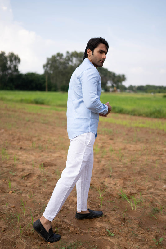 Premium Blue Hemp Formal  Shirt