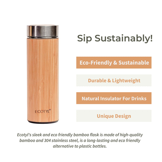 Bamboo Stainless Steel Insulated Flask