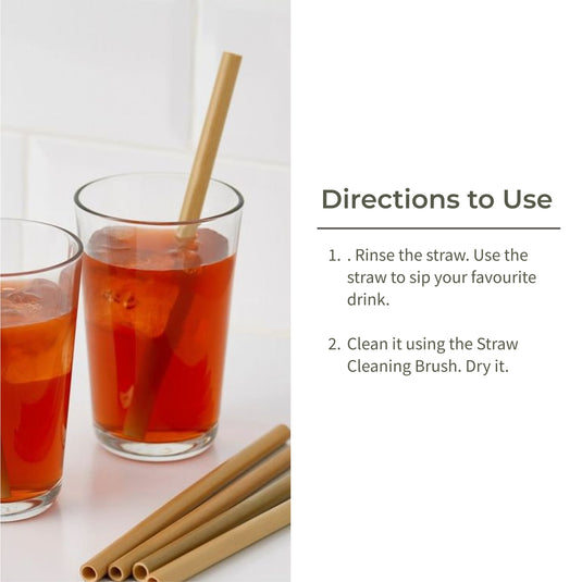 Bamboo Straw With Cleaning Brush - Set of 6