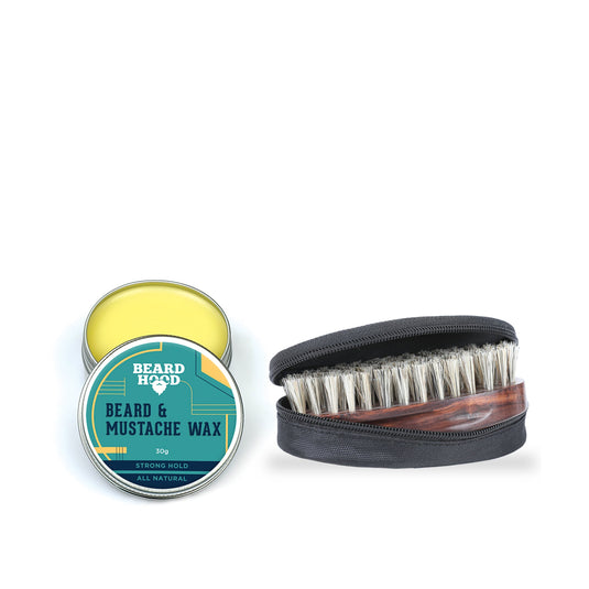 Beard and Mustache Wax & Natural Bristles Beard Brush