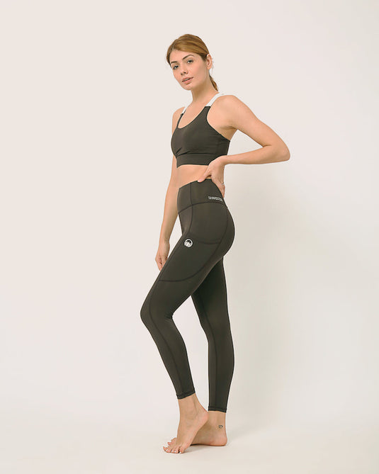 Sustainable activewear made out of recycled materials by Kosha Yoga Co. Squat proof, stretchable leggings for yoga, gym, workouts, running.