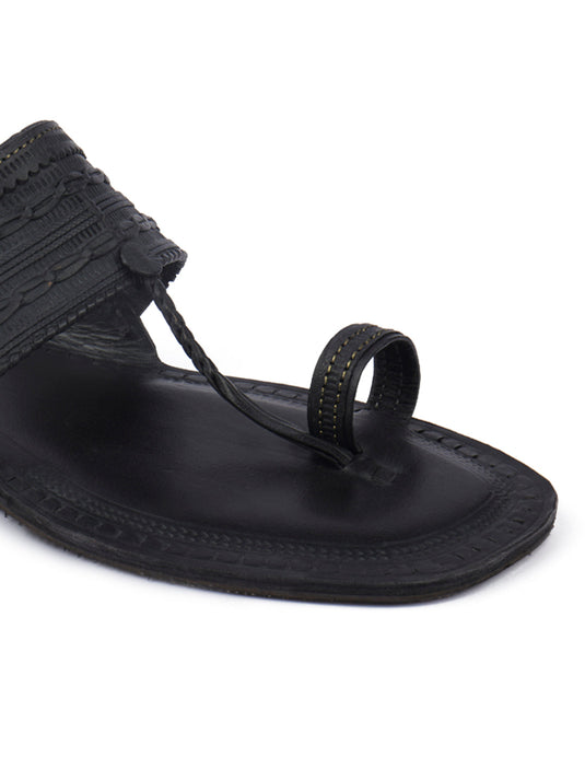 Keeping it Simple - Men's Black Kolhapuri Chappal