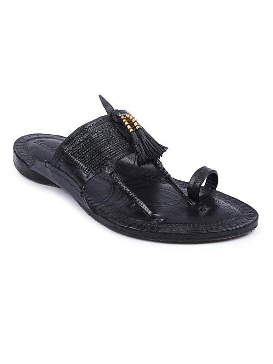 Classic Men in Black Kolhapuri Chappal