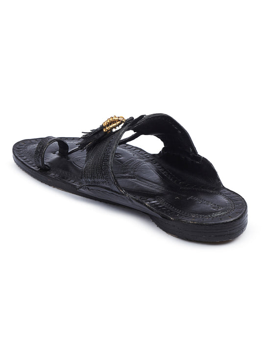 Classic Men in Black Kolhapuri Chappal