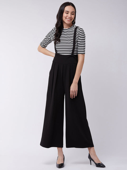 Stripe Top And Solid Pant Set