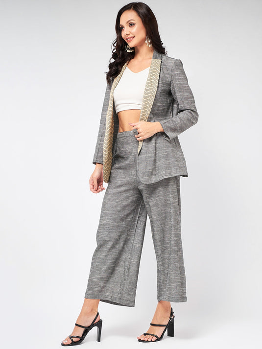 Solid Pastel Blazer And Pant Set