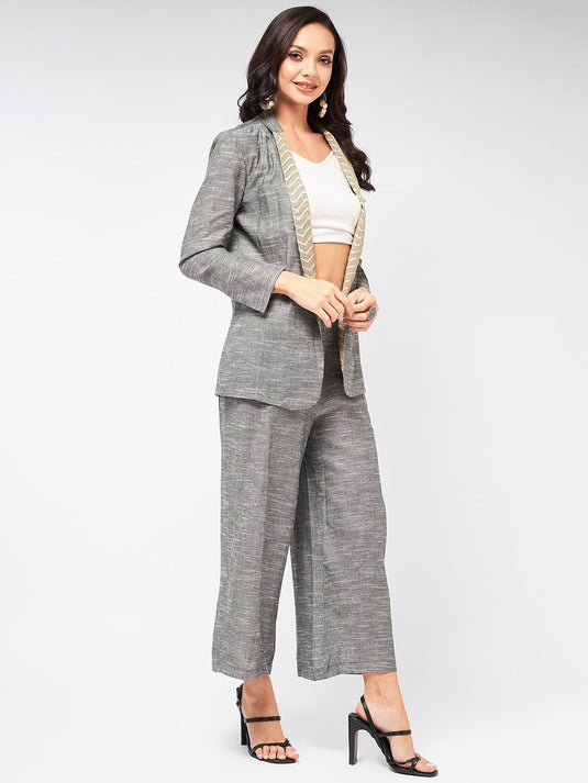 Solid Pastel Blazer And Pant Set