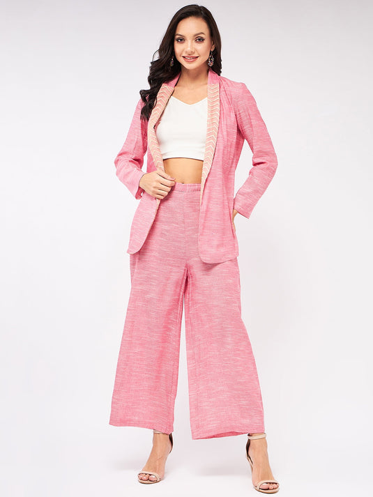 Solid Pastel Blazer And Pant Set