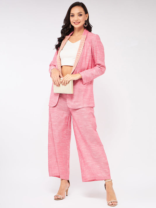 Solid Pastel Blazer And Pant Set