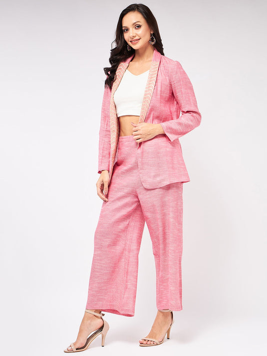 Solid Pastel Blazer And Pant Set