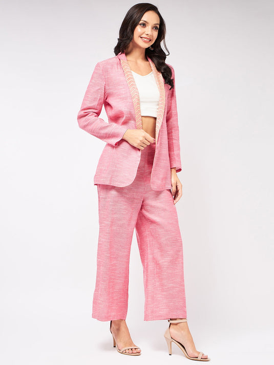 Solid Pastel Blazer And Pant Set