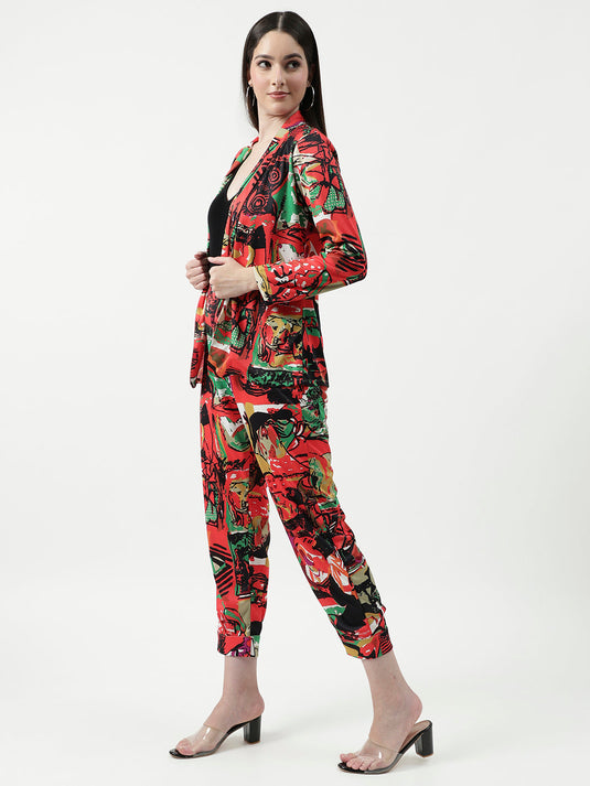 Picasso Digital Printed Blazer With Matching Pant Set