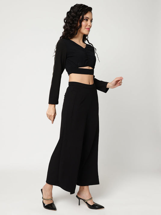 V-neck Crop Top With Matching Pant