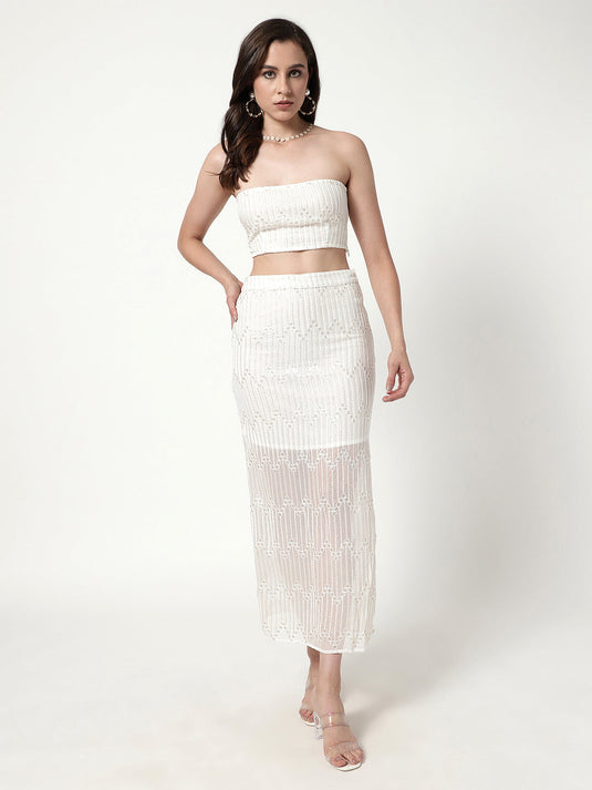 Seqin Tube Top  With Skirt Set