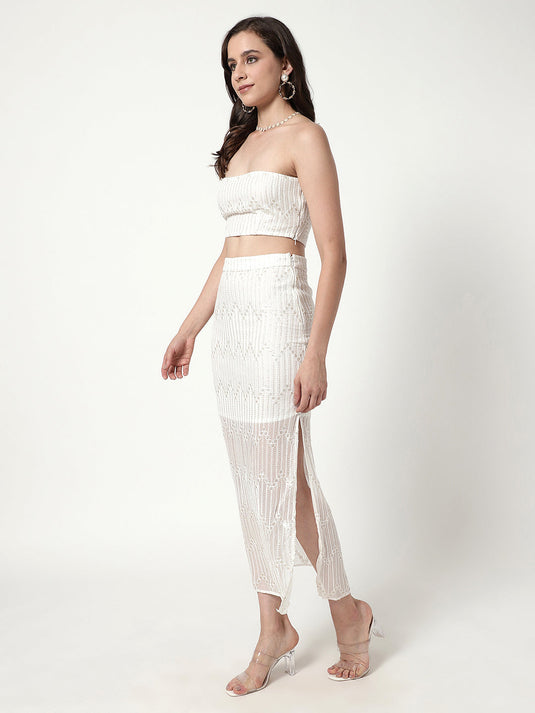 Seqin Tube Top  With Skirt Set