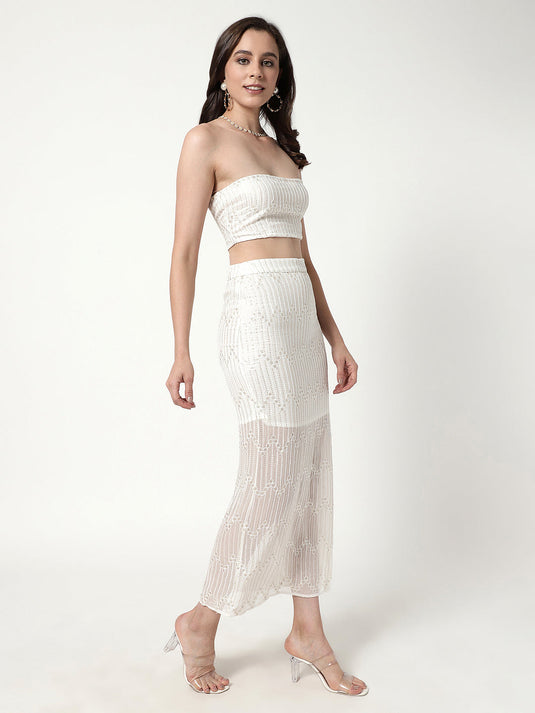 Seqin Tube Top  With Skirt Set