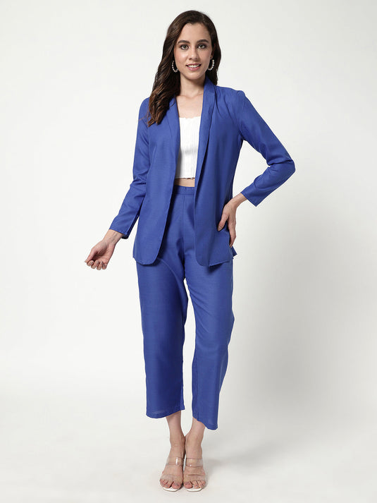 Solid Bright Colored Blazer With Pant Set